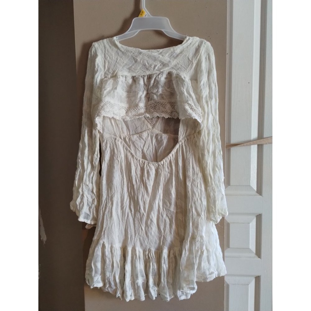 Free People Bohemian Cottagecore Cream Gentle Dreamer Dress Size Small - Picture 9 of 10